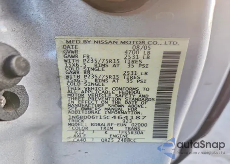 2005 Nissan Frontier King Cab Xe from USA, damaged, VIN 1N6BD06T15C464187